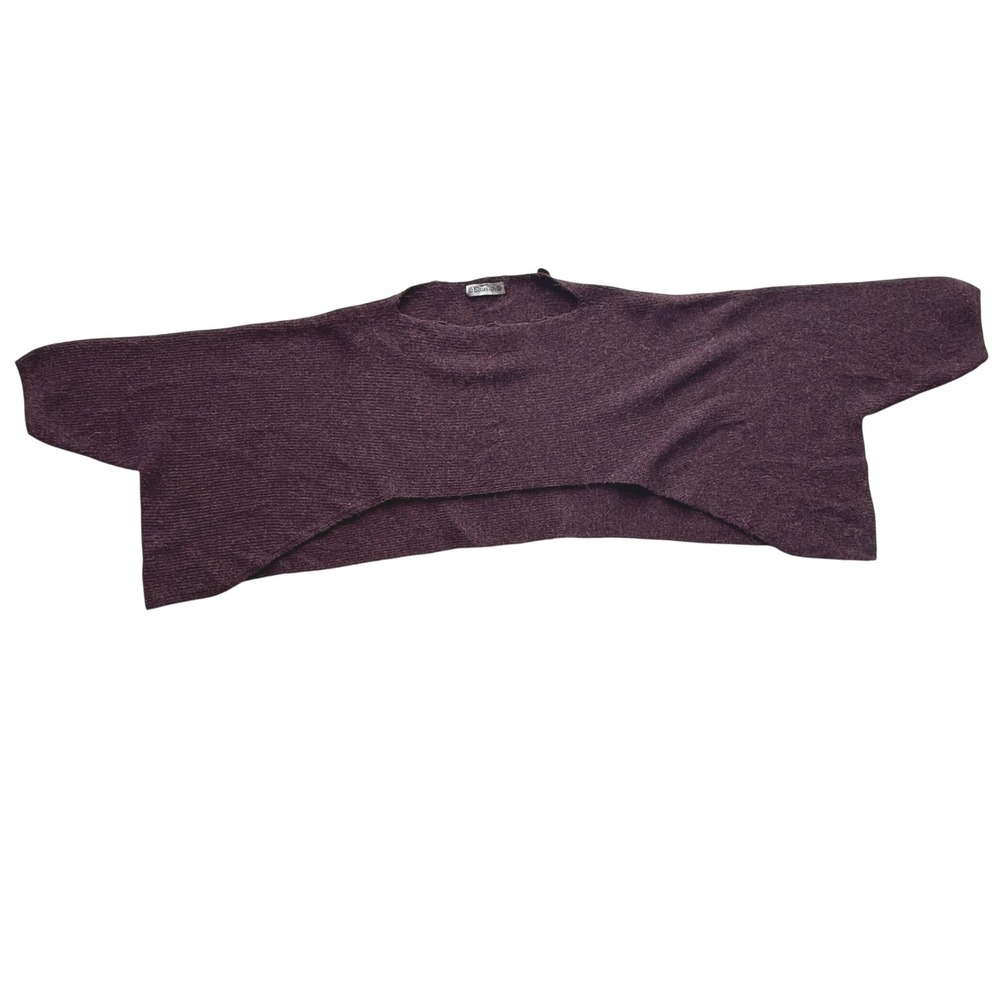 Bluefish Taos VTG Plum Tweed Wool Pullover Lagenlook Oversized Shrug Sweater OS‎